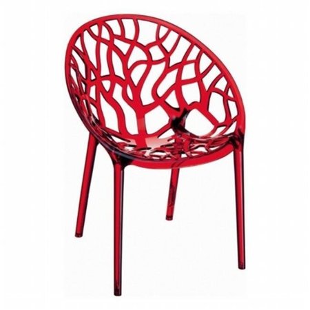 COMPAMIA Compamia ISP052-TRED Crystal Polycarbonate Modern Dining Chair Transparent Red -  set of 2 ISP052-TRED